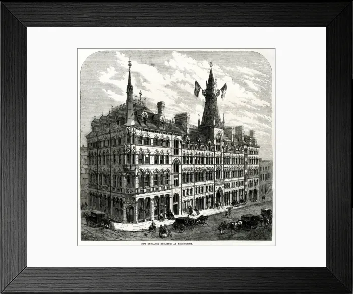 Framed Print : New Exchange Buildings at Birmingham 1865 Framed Print : New Exchange Buildings at Birmingham 1865