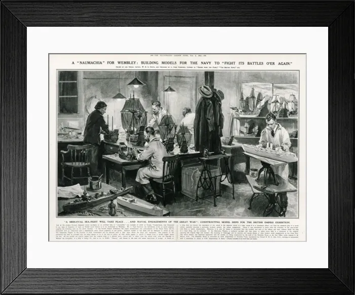 Framed Print : Men working on model ships Framed Print : Men working on model ships