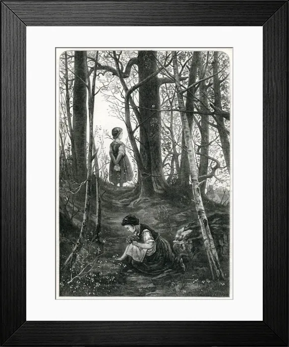 Framed Print : Gathering cowslips 1872 Framed Print : Gathering cowslips 1872