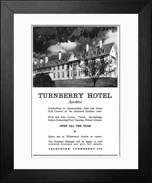 Framed Print : Advertisement for Turnberry Hotel, Girvan, Scotland Framed Print : Advertisement for Turnberry Hotel, Girvan, Scotland