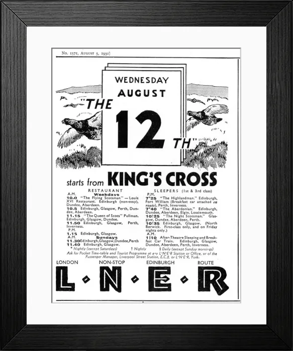 Framed Print : Advertisement for LNER routes north to Scotland Framed Print : Advertisement for LNER routes north to Scotland