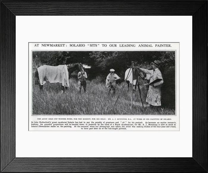 Framed Print : Racehorse Solario posing for the brush of Alfred J Munnings