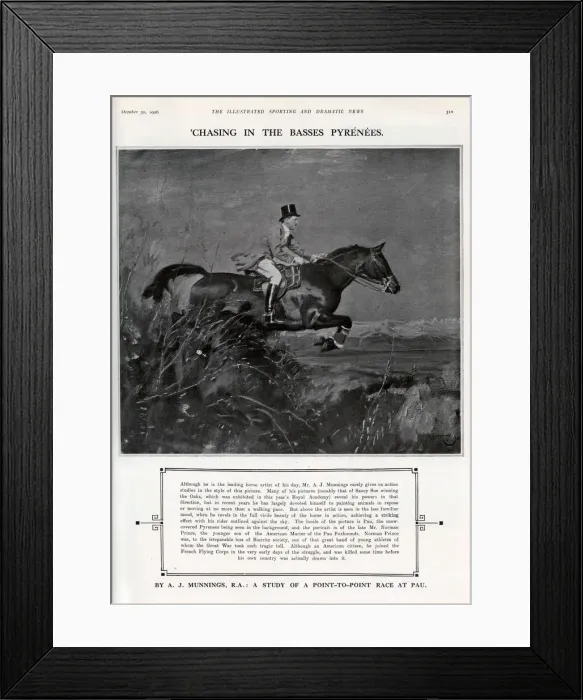 Framed Print : Chasing in the Basses Pyrenees - Sir Alfred James Munnings