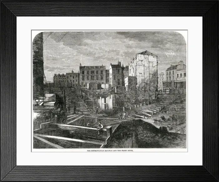 Framed Print : Metropolitan railway and Fleet Ditch 1862
