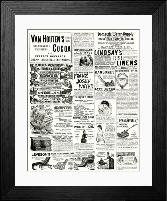 Framed Print : Page of Victorian adverts - 1890 Framed Print : Page of Victorian adverts - 1890