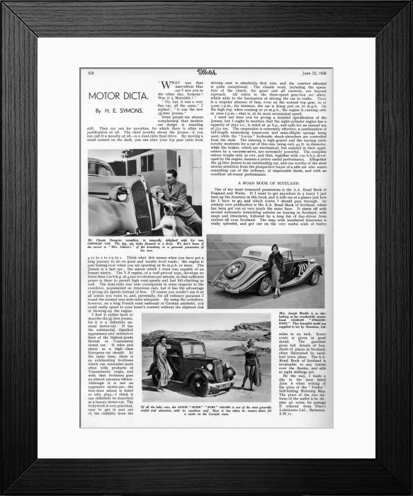 Framed Print : The Sketch, 1938 Motor Dicta Framed Print : The Sketch, 1938 Motor Dicta
