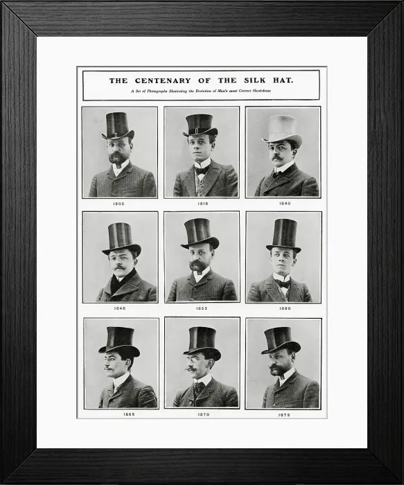 Framed Print : Evolution of Men's Silk Top Hats 1805 -1875 Framed Print : Evolution of Men's Silk Top Hats 1805 -1875