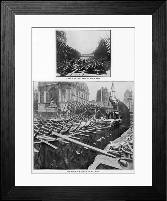 Framed Print : Building a boat to go beneath a street
