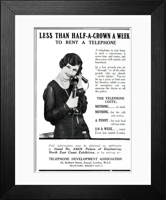 Framed Print : Advert for Telephone Development Association 1929 Framed Print : Advert for Telephone Development Association 1929