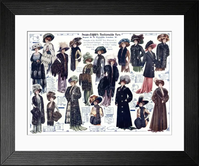 Framed Print : Advert for Swan & Edgar winter fashions 1909 Framed Print : Advert for Swan & Edgar winter fashions 1909