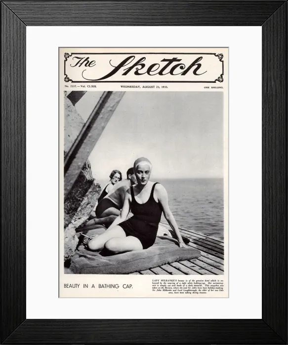 Framed Print : Front cover, Lady Milbanke, Beauty in a Bathing Cap Framed Print : Front cover, Lady Milbanke, Beauty in a Bathing Cap