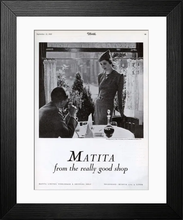 Framed Print : Advertisement for the Matita fashion label Framed Print : Advertisement for the Matita fashion label