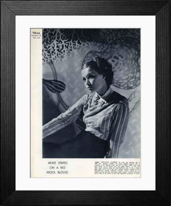 Framed Print : Fashion page, White Stripes on a Red Wool Blouse Framed Print : Fashion page, White Stripes on a Red Wool Blouse