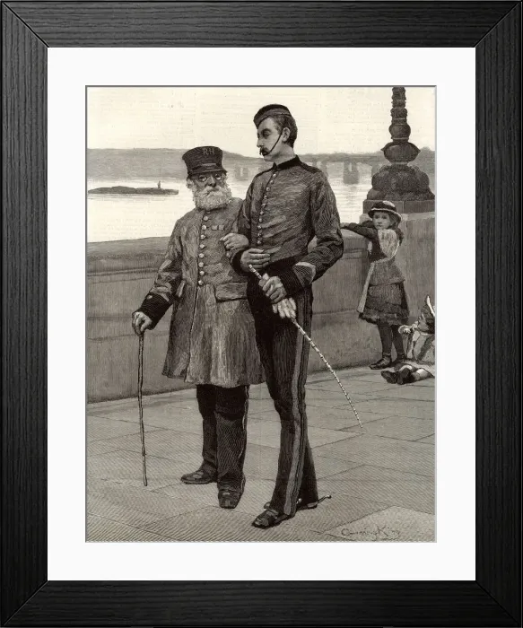 Framed Print : Two soldiers on the Chelsea Embankment 1882 Framed Print : Two soldiers on the Chelsea Embankment 1882