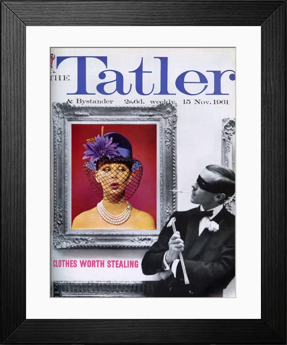 Framed Print : Tatler cover Clothes Worth Stealing 1961 Framed Print : Tatler cover Clothes Worth Stealing 1961