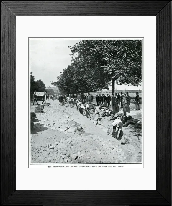 Framed Print : Embankment torn to pieces for the trams 1906 Framed Print : Embankment torn to pieces for the trams 1906
