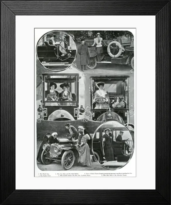 Framed Print : Photos of Actresses with cars 1907 Framed Print : Photos of Actresses with cars 1907