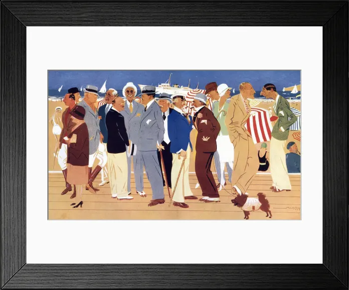 Framed Print : Deauville Devotees Potted on the Plage by Mundo Framed Print : Deauville Devotees Potted on the Plage by Mundo