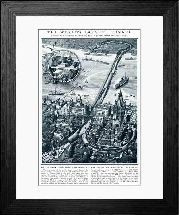 Framed Print : Tunnel connecting Liverpool with Birkenhead 1926