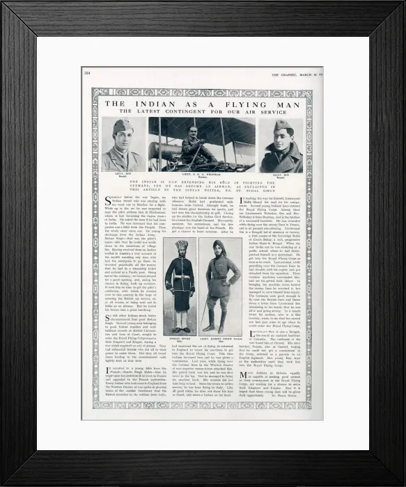 Framed Print : The Indian as a Flying Man, WW1