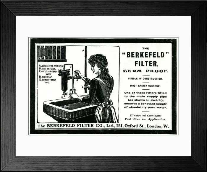Framed Print : Advert for Berkefeld Filter, germ proof water 1910 Framed Print : Advert for Berkefeld Filter, germ proof water 1910