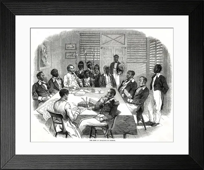 Framed Print : The King of Mosquitia in Council 1847 Framed Print : The King of Mosquitia in Council 1847