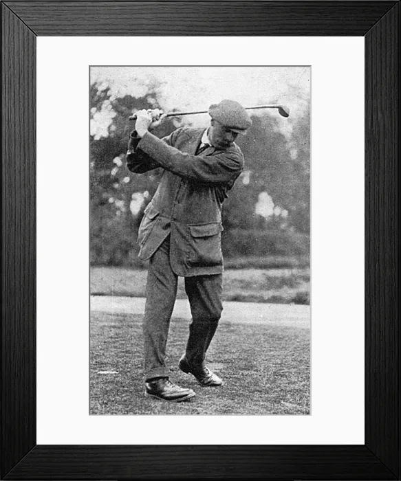 Framed Print : Top of swing - action shot of James Braid