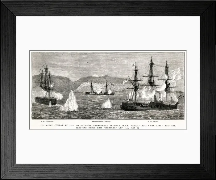 Framed Print : The Battle of Pacocha - The British Attack Peruvian Ship Framed Print : The Battle of Pacocha - The British Attack Peruvian Ship