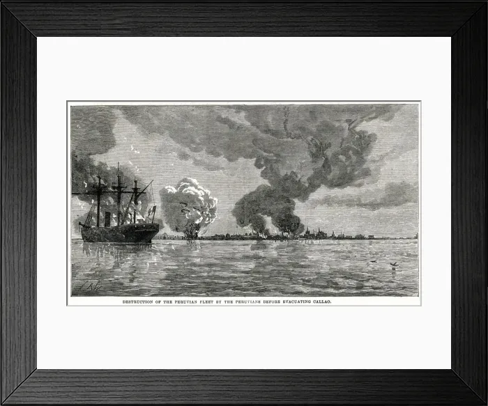 Framed Print : Peruvian army destroying its own Fleet