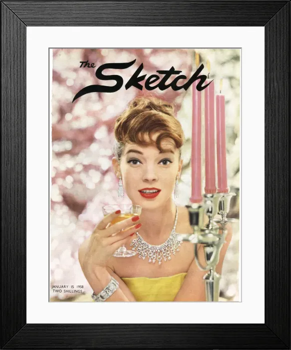 Framed Print : Cover of The Sketch featuring model wearing Cartier jewels
