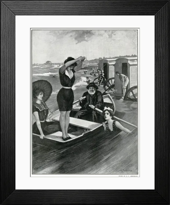 Framed Print : Bathing at Brighton, Sussex 1901 Framed Print : Bathing at Brighton, Sussex 1901