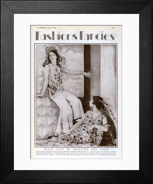 Framed Print : Beach suits of shantung and crepe Framed Print : Beach suits of shantung and crepe