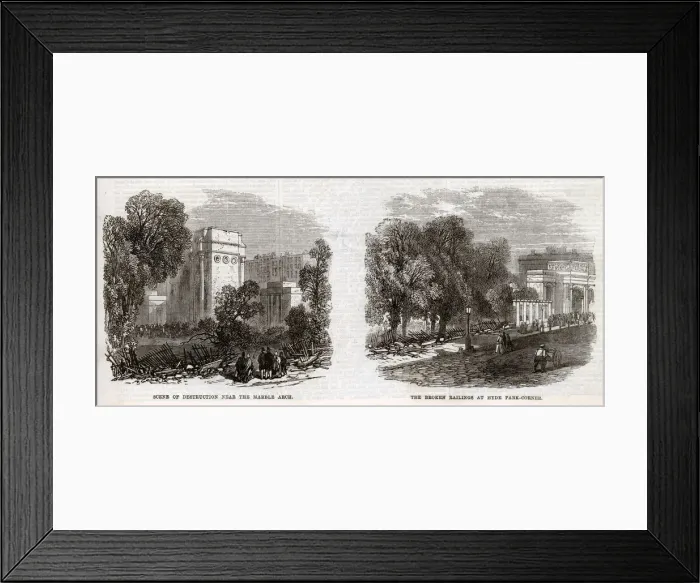 Framed Print : Scenes of destruction in London after Hyde Park riots Framed Print : Scenes of destruction in London after Hyde Park riots