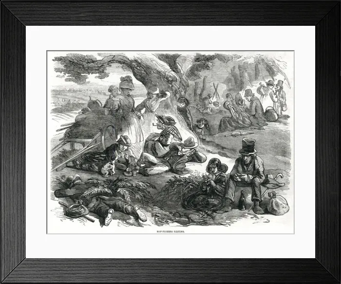 Framed Print : Hop-picking resting 1858 Framed Print : Hop-picking resting 1858