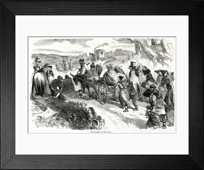 Framed Print : Hop-picking on the road 1858 Framed Print : Hop-picking on the road 1858