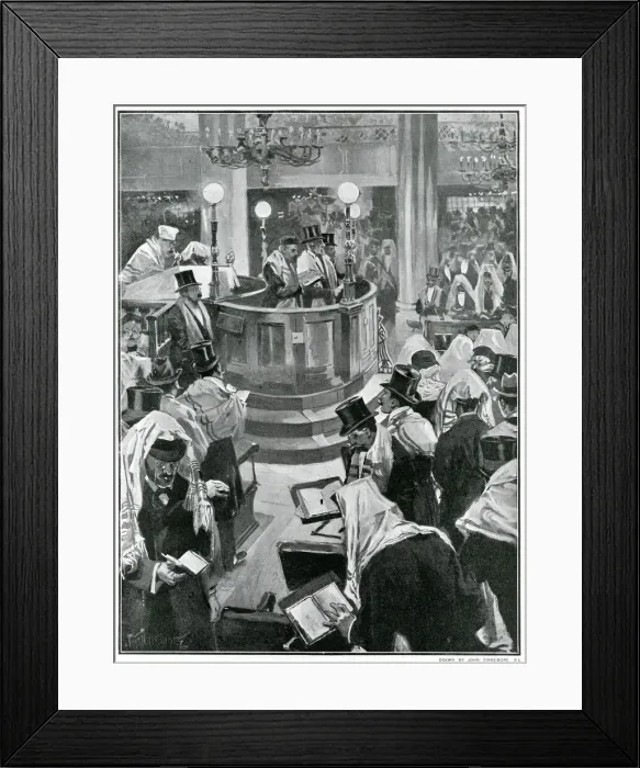Framed Print : Day of Atonement at Houndsditch Synagogue, London 1901 Framed Print : Day of Atonement at Houndsditch Synagogue, London 1901