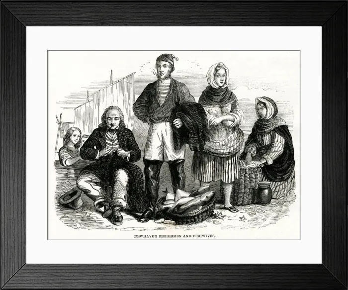 Framed Print : Newhaven fishermen and fishwives 1862