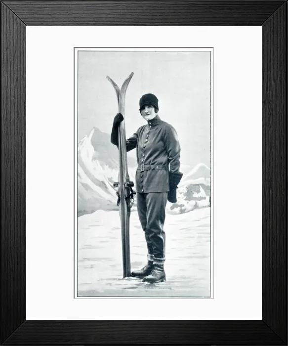 Framed Print : Model wearing skiing coat 1928 Framed Print : Model wearing skiing coat 1928