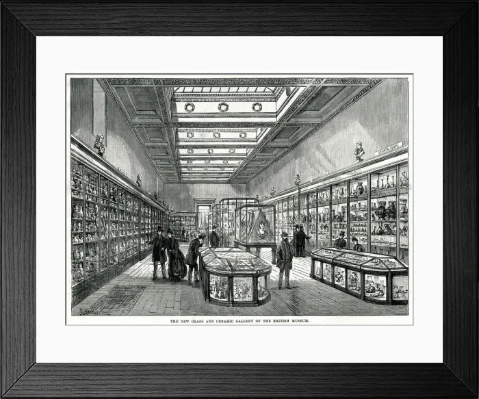 Framed Print : British Museum - glass and ceramic gallery 1888 Framed Print : British Museum - glass and ceramic gallery 1888