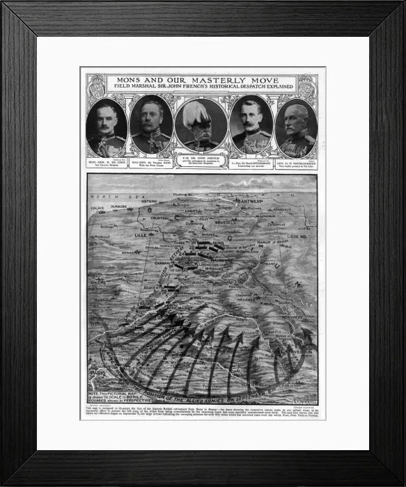 Framed Print : WW1 - Mons and our Masterly Move - 1914 Framed Print : WW1 - Mons and our Masterly Move - 1914