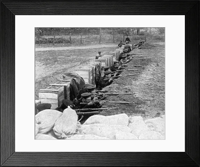 Framed Print : WW1 - British Marines in the Trenches - Defence of Antwerp Framed Print : WW1 - British Marines in the Trenches - Defence of Antwerp