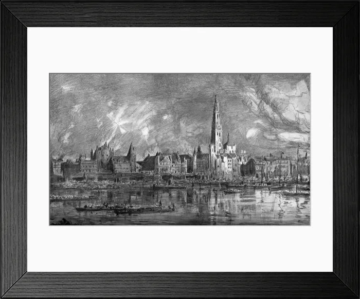 Framed Print : WW1 - The Exodus from Antwerp, Belgium by boat Framed Print : WW1 - The Exodus from Antwerp, Belgium by boat