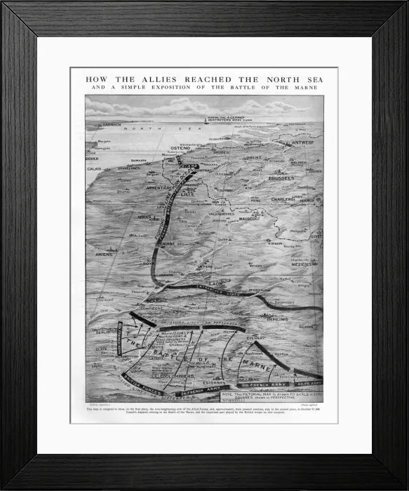 Framed Print : WW1 - How Allies reached the North Sea - Battle of the Marne