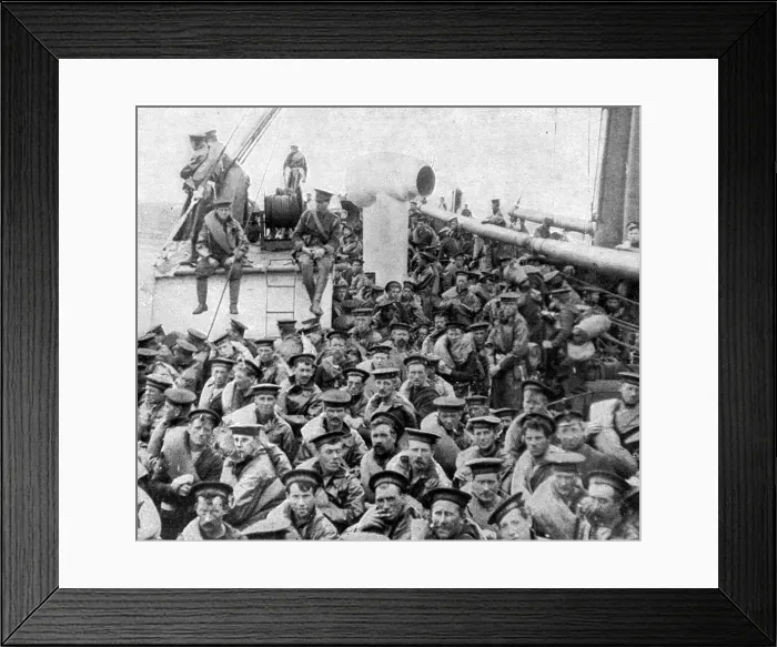 Framed Print : WW1 - The Naval Division on their way to Antwerp - 1914