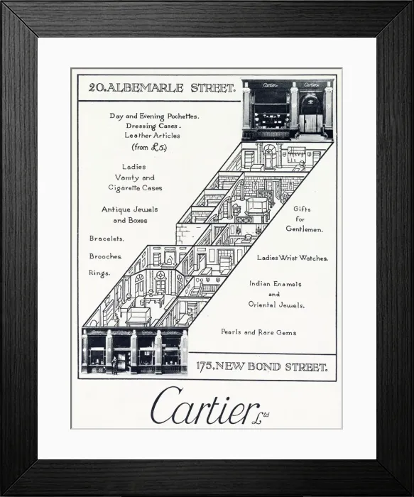 Framed Print : Advert for Cartier Ltd, London, jewellers Framed Print : Advert for Cartier Ltd, London, jewellers