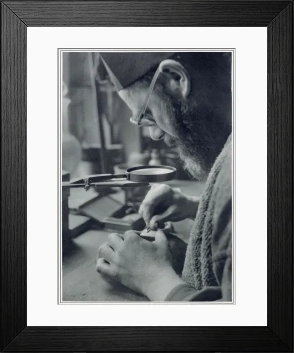 Framed Print : Eric Gill, sculptor and printmaker, at work Framed Print : Eric Gill, sculptor and printmaker, at work