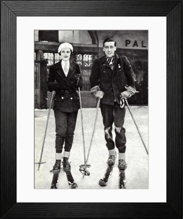 Framed Print : Margaret Whigham with Marquess of Donegall at St. Moritz Framed Print : Margaret Whigham with Marquess of Donegall at St. Moritz