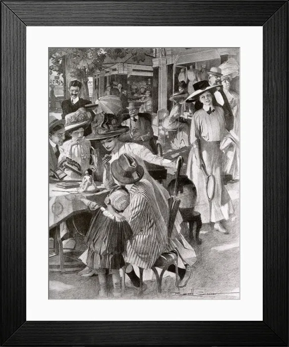 Framed Print : Shopping in the open air at Baden Baden