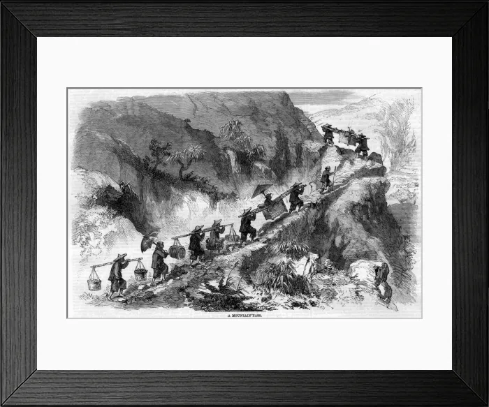 Framed Print : Ascending a mountain in China with coolies