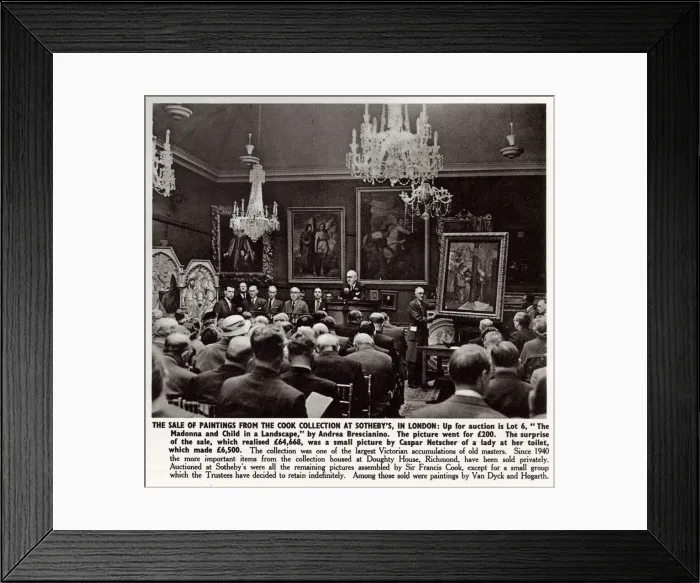Framed Print : Sale of paintings from the Cook Collection, Sothebys 1958 Framed Print : Sale of paintings from the Cook Collection, Sothebys 1958